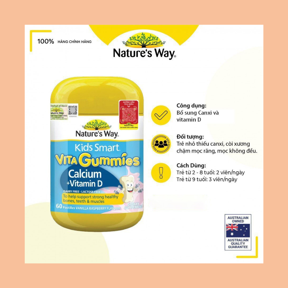 Vita Gummies Calcium + Vitamin D – Kẹo canxi cho bé