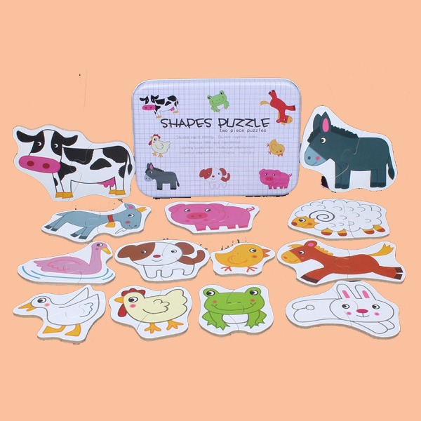 Mẫu Ghép Hình Puzzle 2 Mảnh Hộp Sắt 6 Chủ Đề