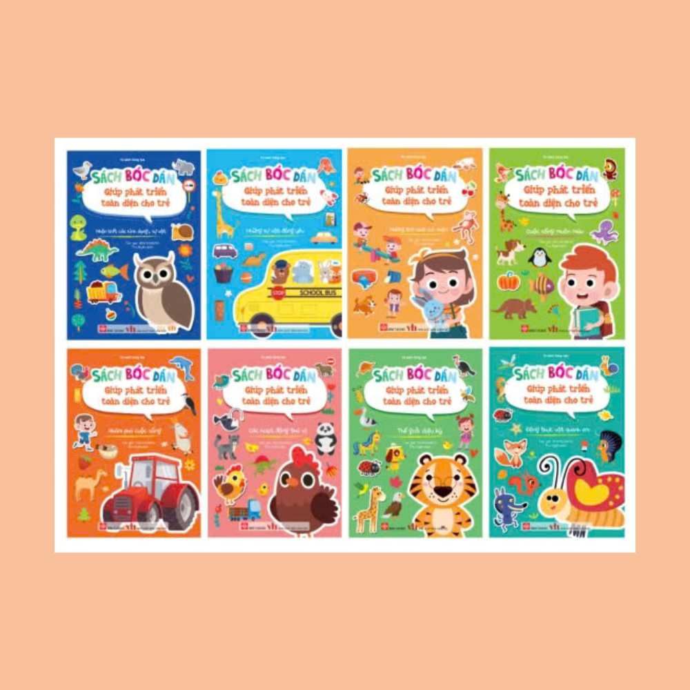 Combo 8 cuốn Sách bóc dán giúp phát triển toàn diện cho trẻ