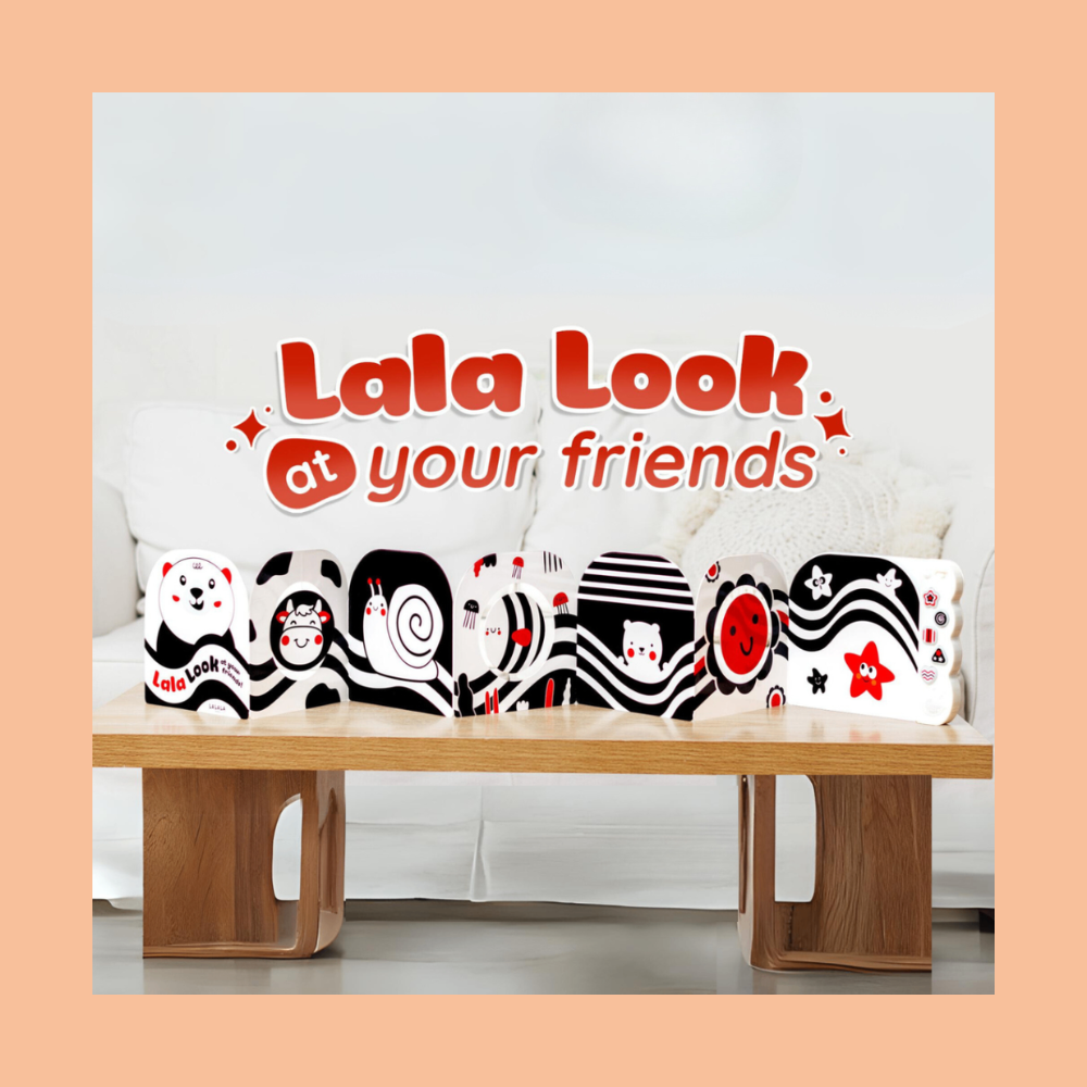 Lala look at your friends (đen- trắng - đỏ)  (Sách âm thanh zigzag Lala Look)