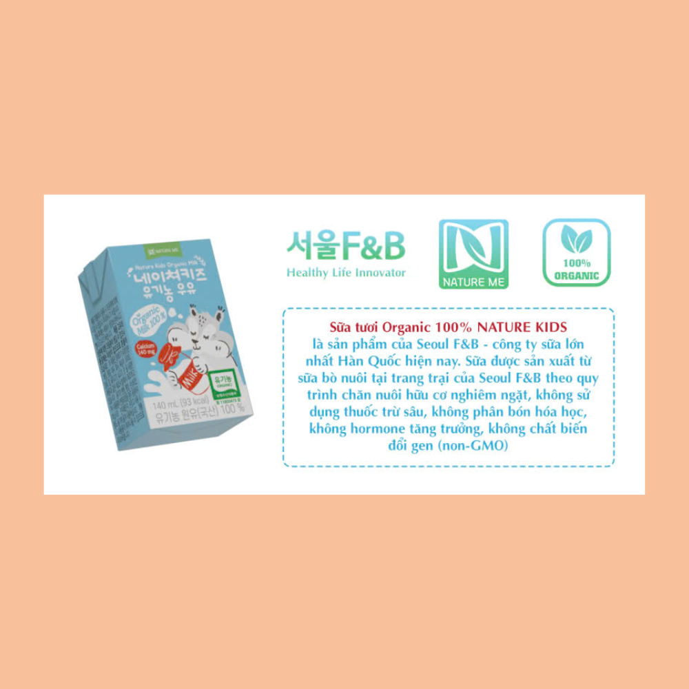 Sữa tươi Organic 100% NATURE KIDS