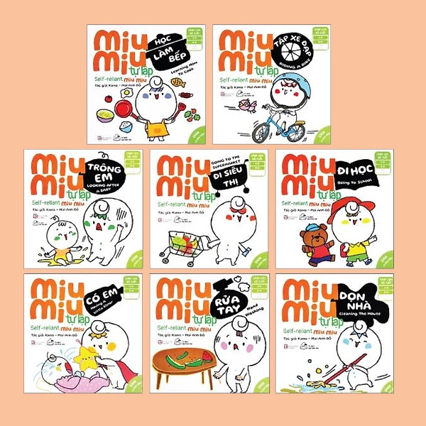  Sách Kỹ năng sống Miu Miu tự lập song ngữ P2 - 8 Cuốn