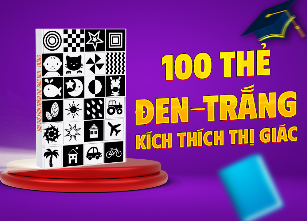 100 thẻ đen - trắng Tranh kích thích thị giác cho trẻ sơ sinh