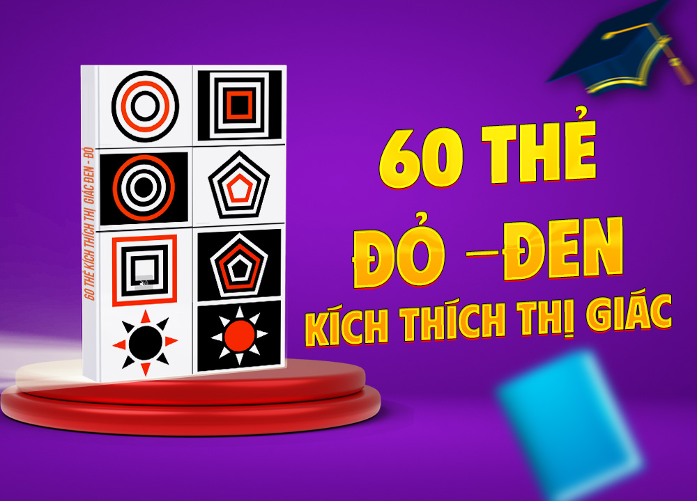 60 thẻ đen - đỏ - Tranh kích thích thị giác cho trẻ sơ sinh