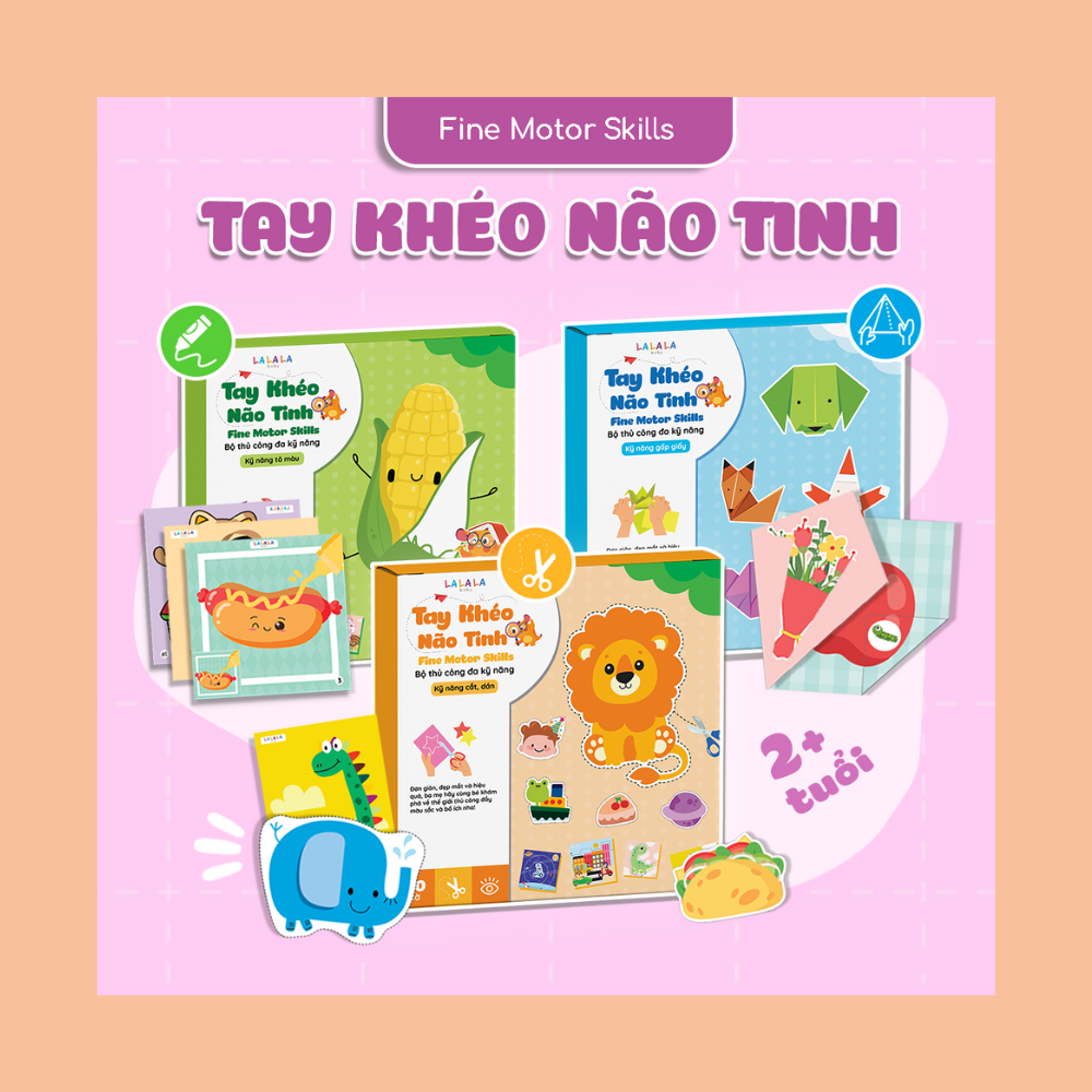 Bộ giấy thủ công đa kĩ năng thông minh: Cắt dán, tô màu, gấp giấy