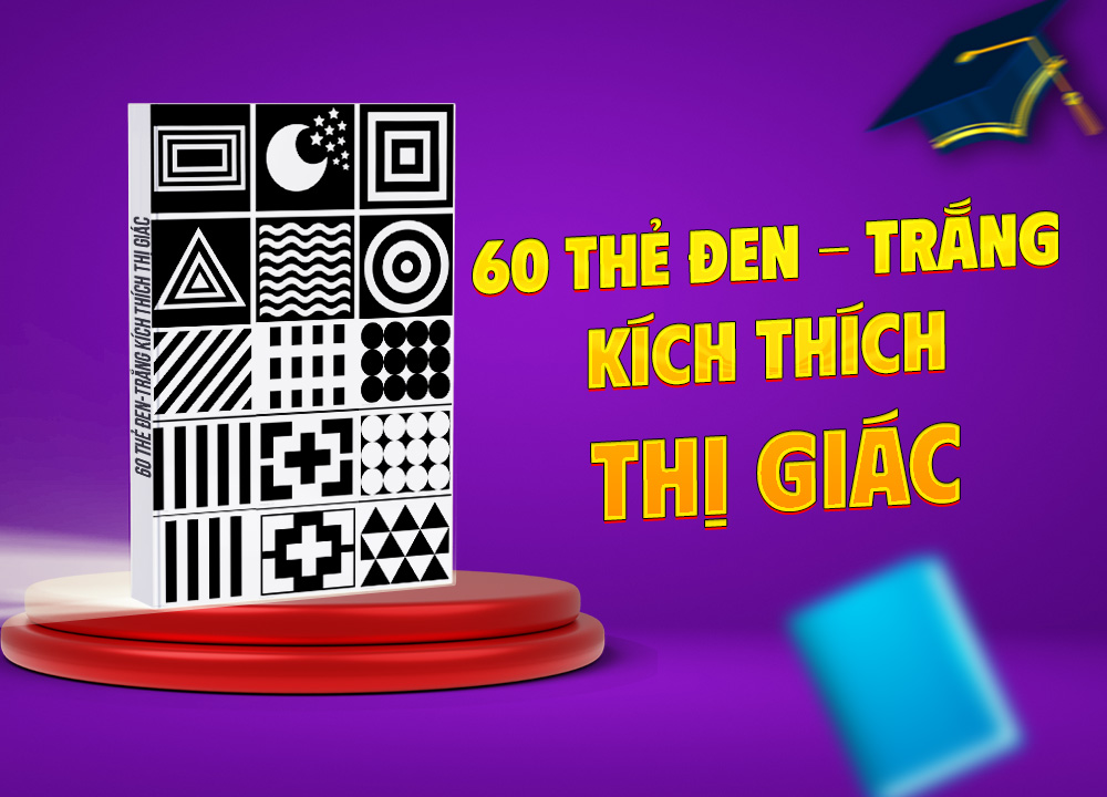 60 thẻ đen - trắng kích thích thị giác cho trẻ sơ sinh