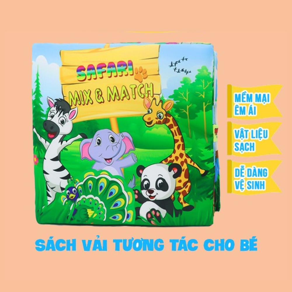 Sách vải tương tác Safari - Mix & Match cho bé