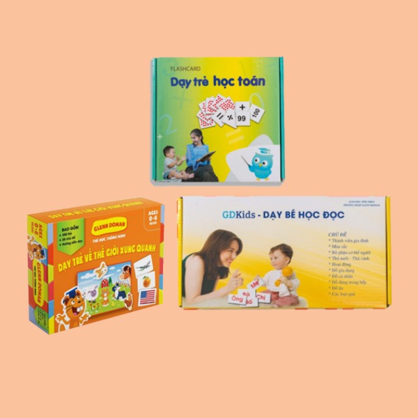Trọn bộ thẻ Glenn Doman chuyên sâu - Tiếng Việt 300 thẻ, Toán 109 thẻ, TGXQ 300 thẻ
