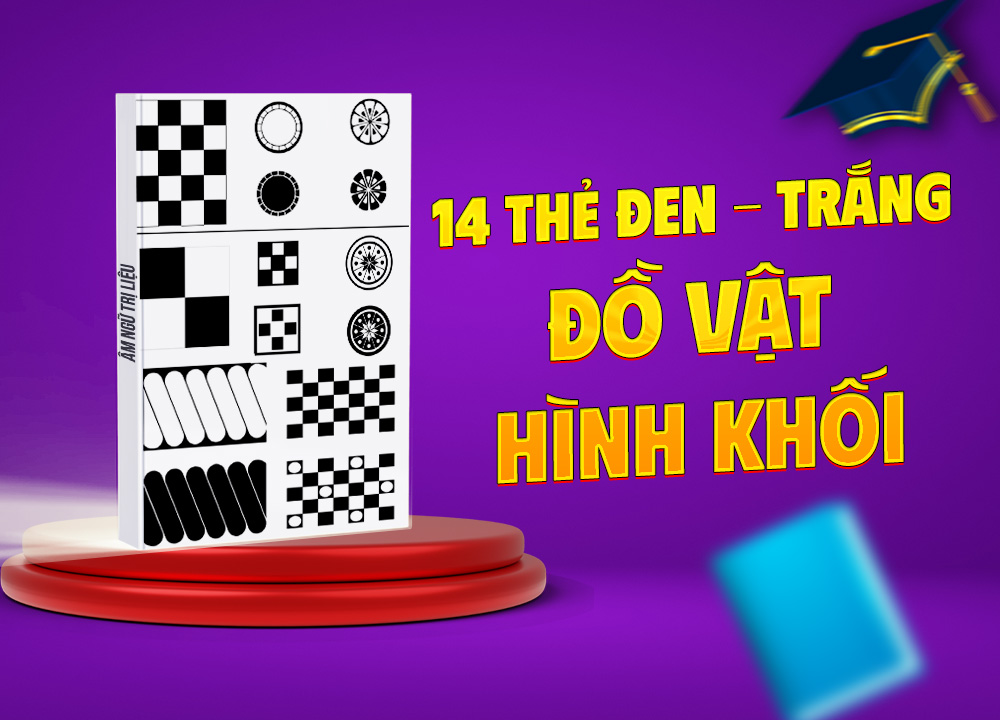 14 thẻ đen - trắng đồ vật hình khối