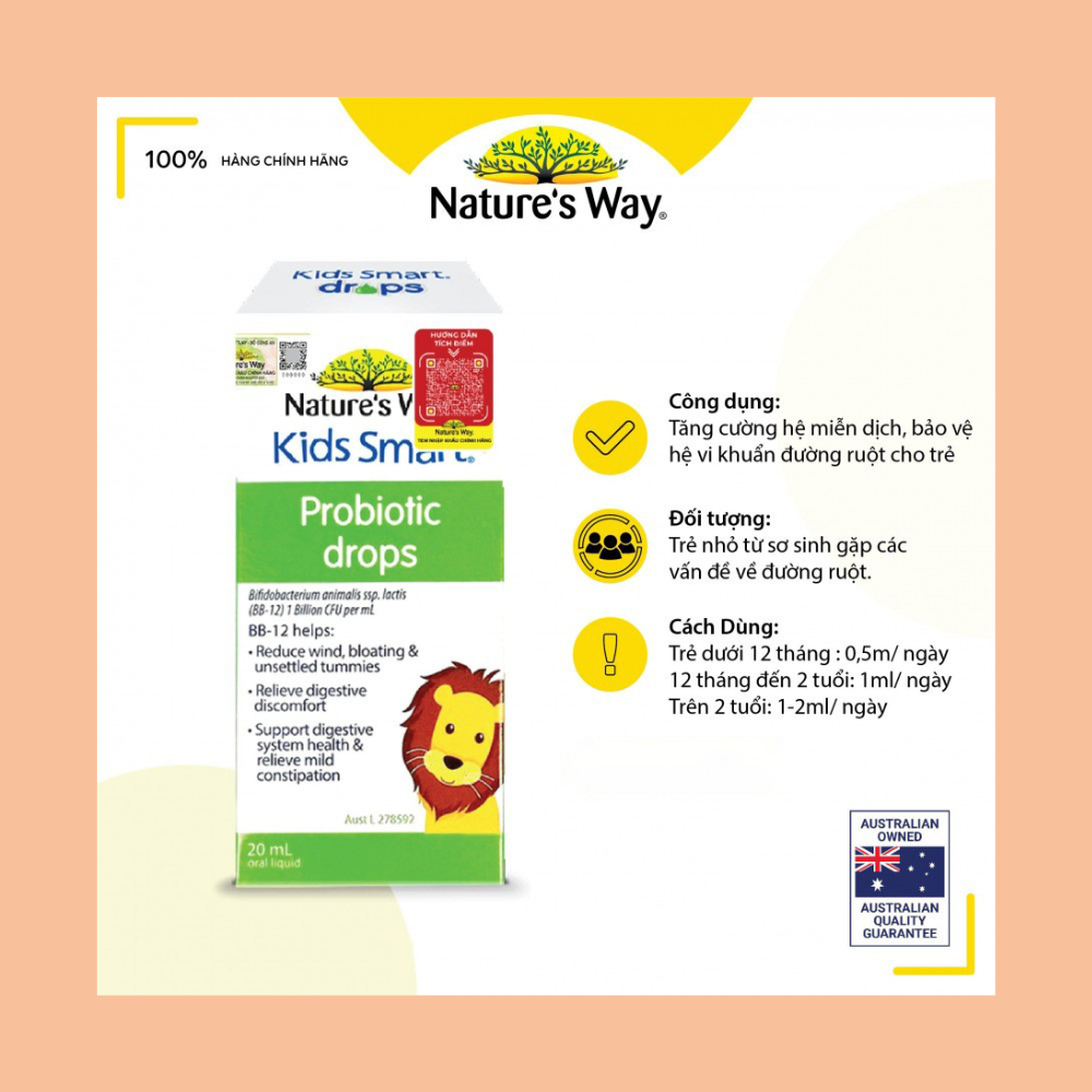 Kids Smart Drops Probiotic – Bổ sung men vi sinh cho bé