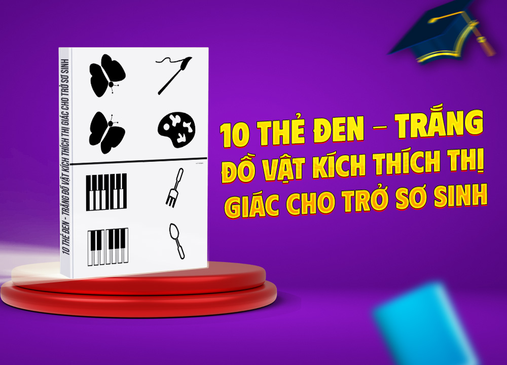 10 thẻ đen - trắng đồ vật kích thích thị giác cho trở sơ sinh