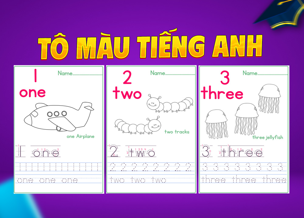 Tô màu & đếm số tiếng Anh 1-10