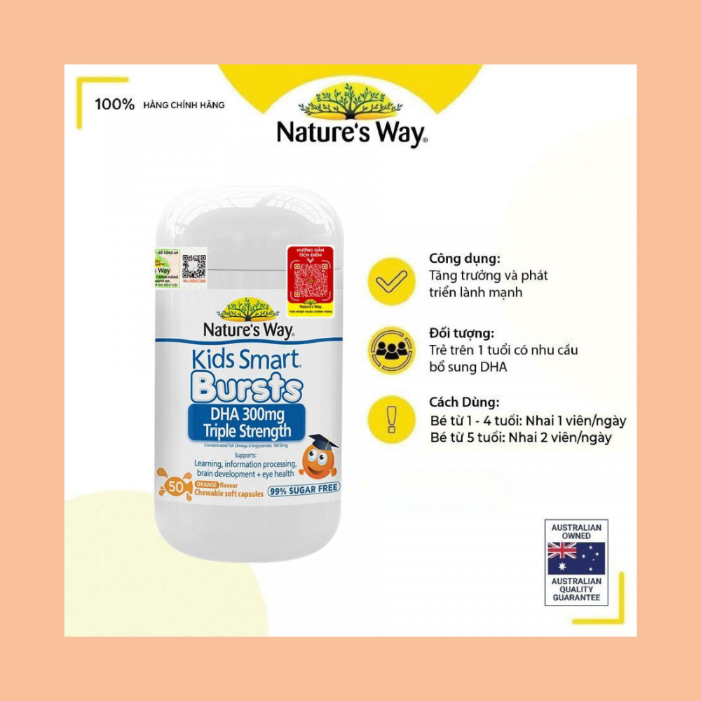 Kids Smart Bursts DHA 300mg Triple Strength - Bổ sung DHA cho bé thông minh