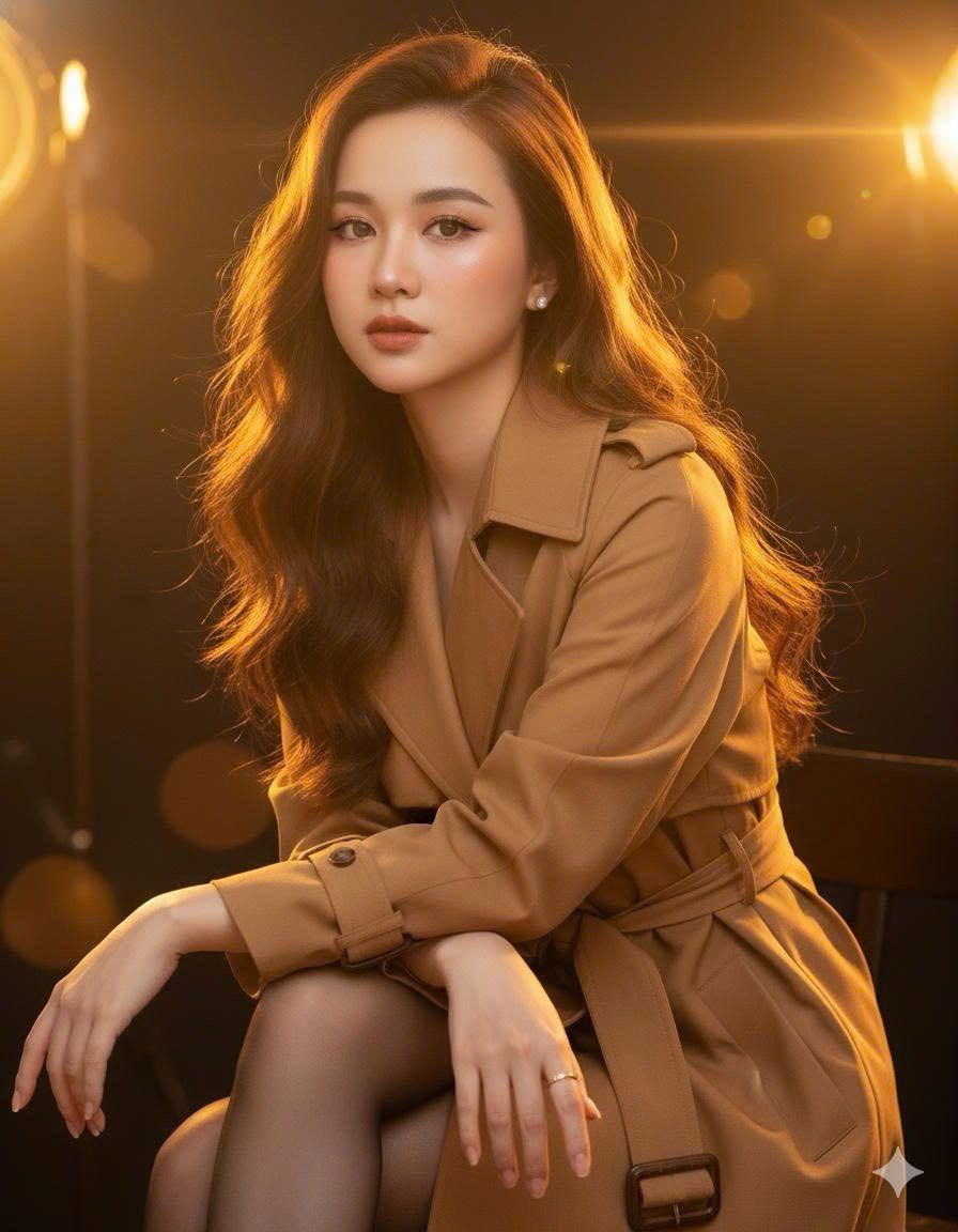 Chân Dung Cô Gái Với Vẻ Đẹp Sang Trọng Trong Ánh Vàng - Prompt 1