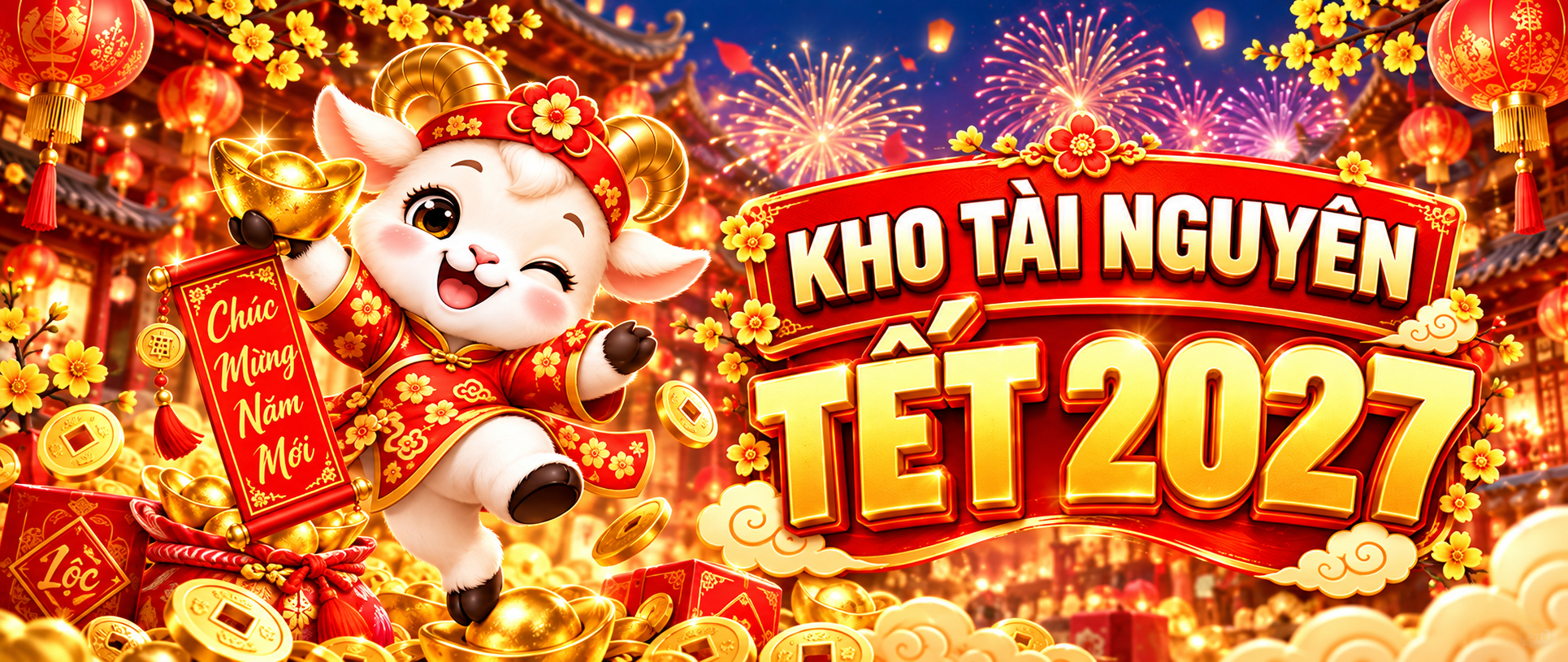 Kho tài nguyên Tết 2027 trên S99 linh vật dê số năm thiệp và liễn chúc xuân