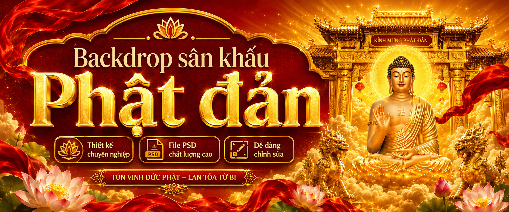 Mẫu Backdrop sân khấu Phật đản chất lượng cao trên s99.vn