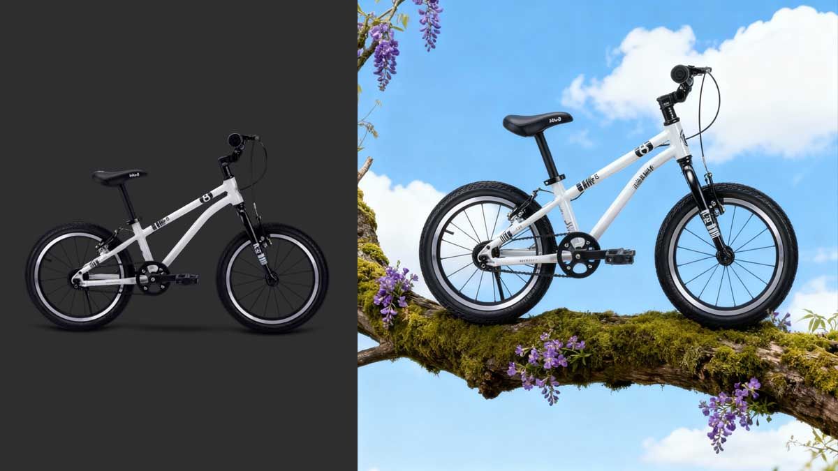 Tạo mockup ảnh chiếc xe đạp trên nền trời xanh