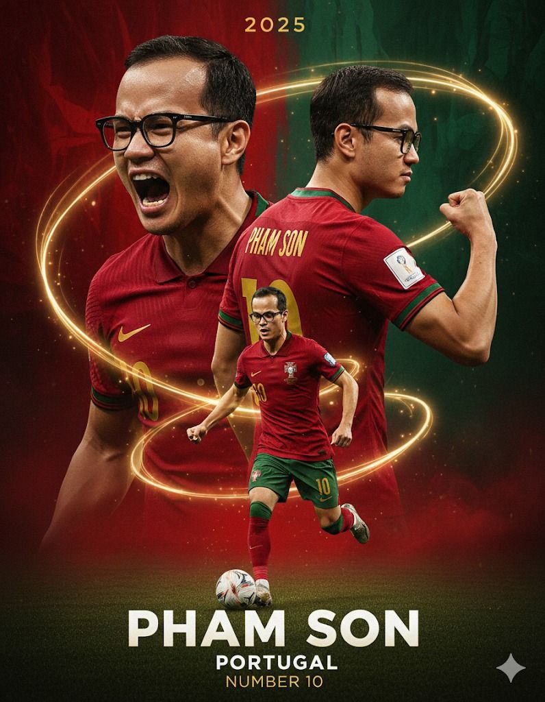 Prompt Poster Siêu Sao Bóng Đá – Phong Cách Heroic Portugal 2025