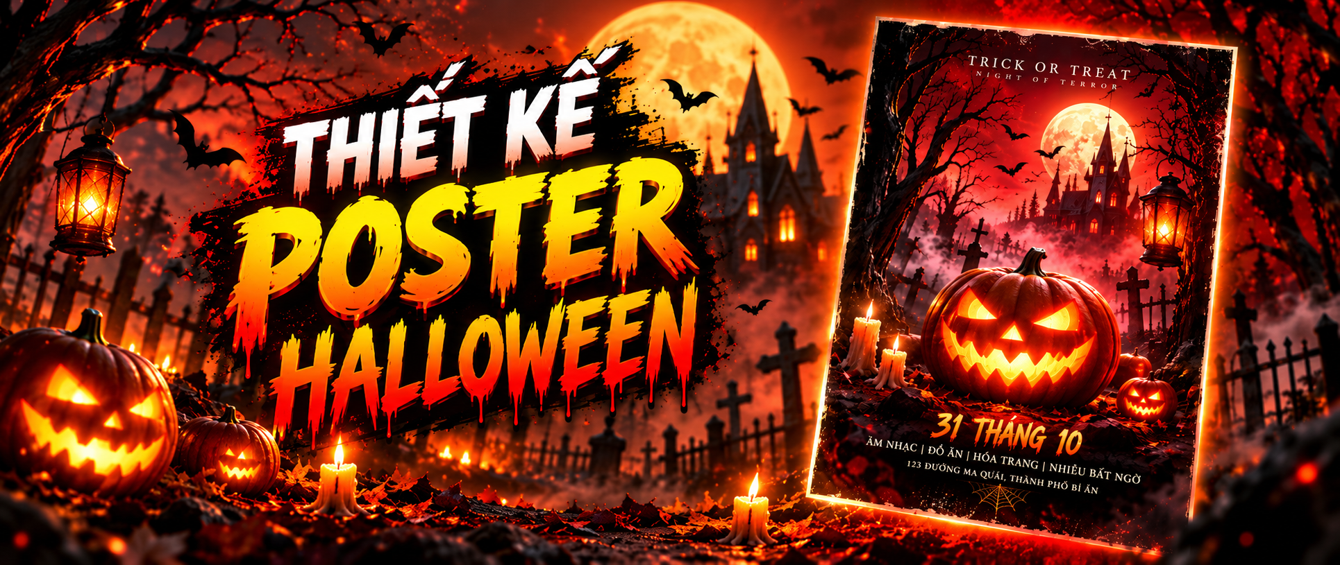Thiết kế Poster Halloween PSD cho sự kiện hóa trang