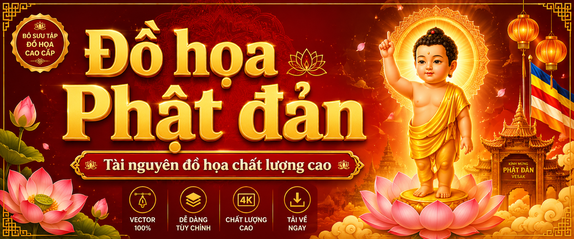 Tài nguyên đồ họa dùng cho đại lễ phật đản chất lượng cao trên s99.vn