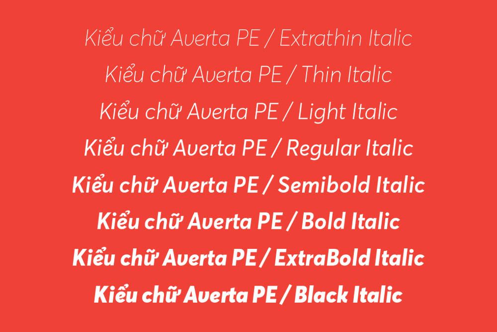 Averta PE chữ nghiêng