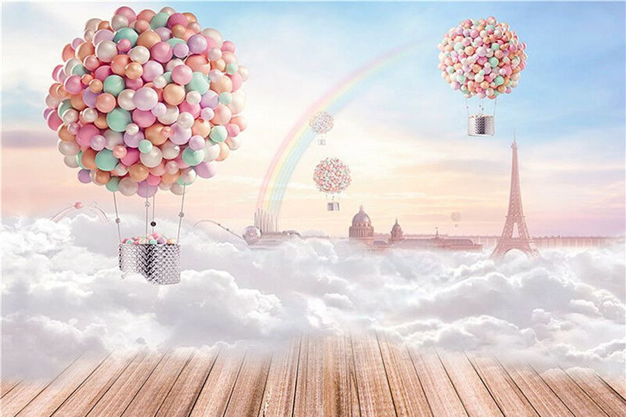 Background bóng bay nhiều màu sắc