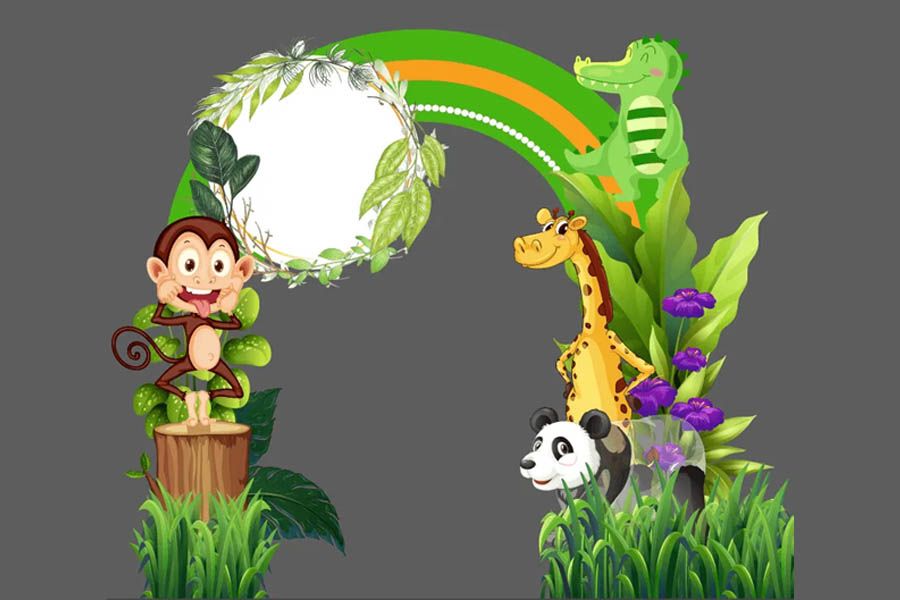 Mẫu Cổng Chào Chủ Đề Động Vật Hoang Dã – File CDR Mầm Non Sáng Tạo