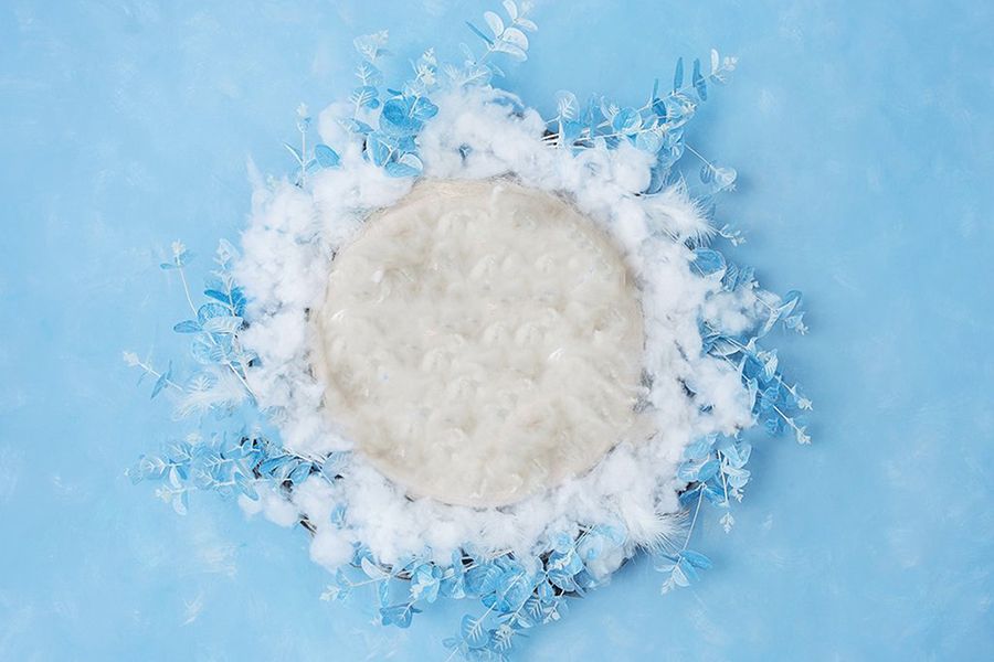 Background ghép ảnh cho bé sơ sinh nền xanh 1