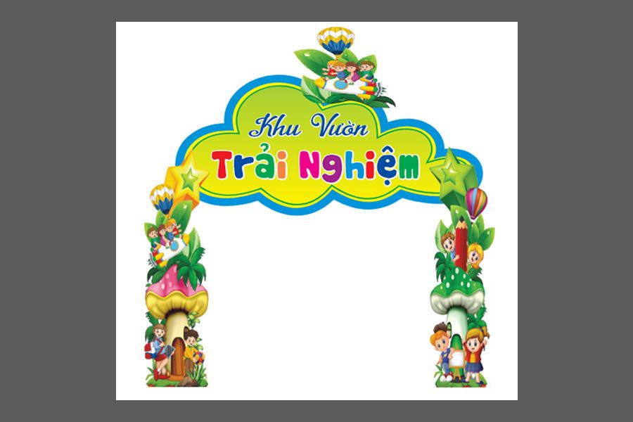 Cổng Chào Khu Vườn Trải Nghiệm – File CDR Thiết Kế Mầm Non Dễ Thương