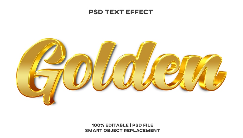 Hiệu ứng chữ 3D PSD màu vàng gold sang trọng