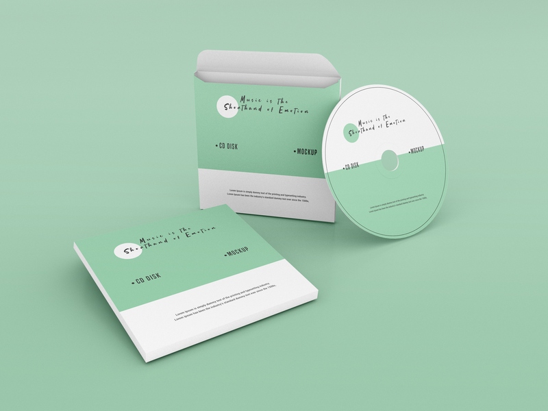 Mockup thiết kế bìa đĩa CD nền xanh lơ  PSD