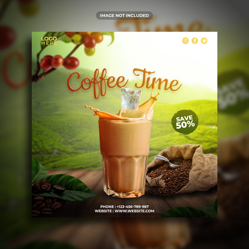 Mẫu thiết kế ly coffee đá bài đăng lên intagram