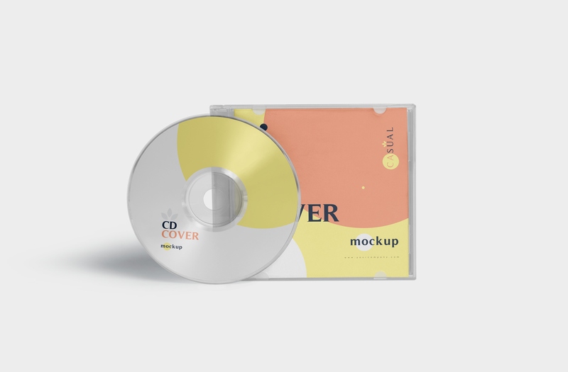 Mockup thiết kế bìa đĩa CD và hộp đĩa PSD