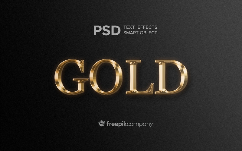 Hiệu ứng chữ 3D PSD màu vàng gold