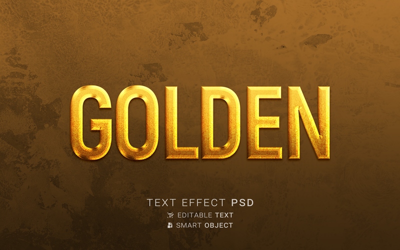 Hiệu ứng chữ 3D PSD cho PS màu vàng gold