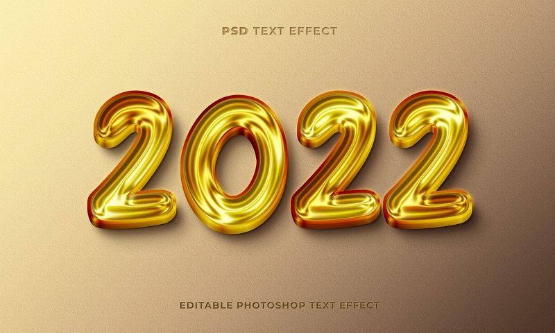 Hiệu ứng chữ 3D PSD trắng vàng gold