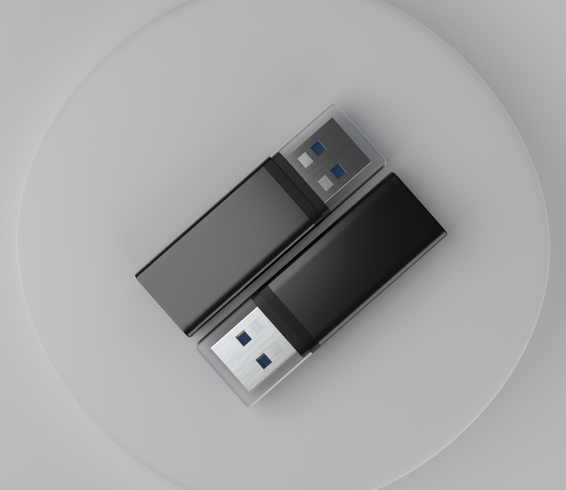 Mockup bộ đôi thẻ nhớ dữ liệu USB màu đen PSD