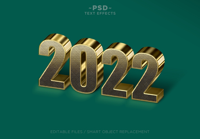 Hiệu ứng chữ 3D PSD màu vàng gold sang trọng