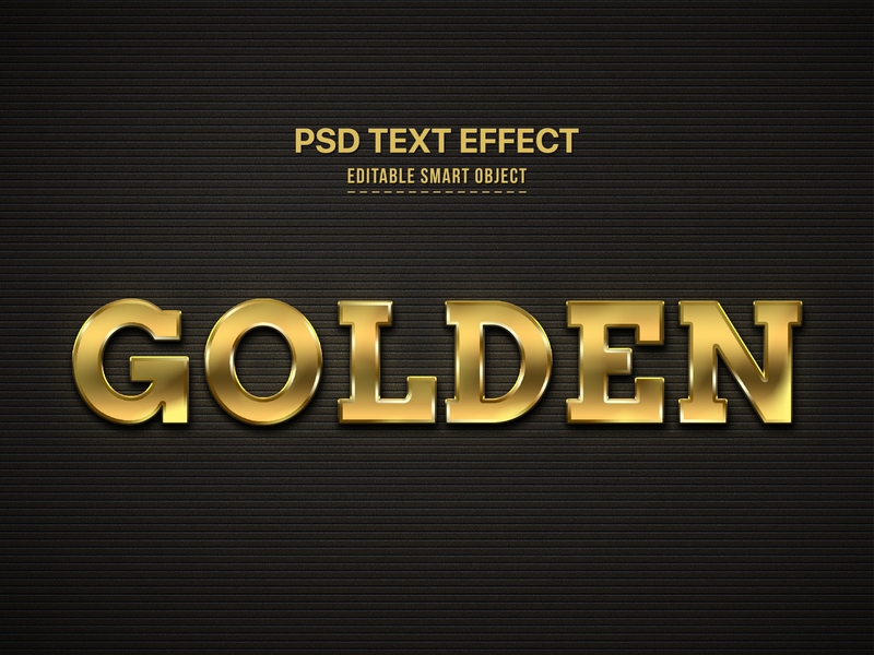 Hiệu ứng chữ 3D PSD màu vàng gold hiện đại