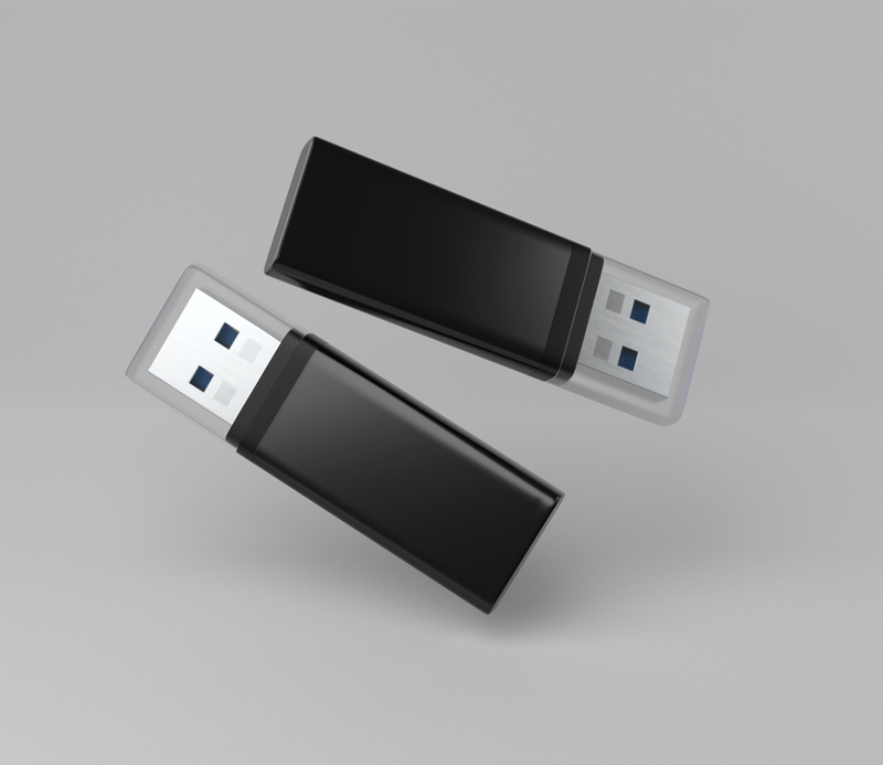 Mockup bộ đôi thẻ nhớ dữ liệu USB màu đen PSD