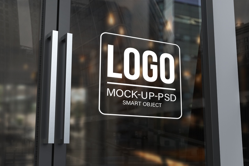 Mockup biển hiệu công ty, biển quảng cáo logo treo tường PSD