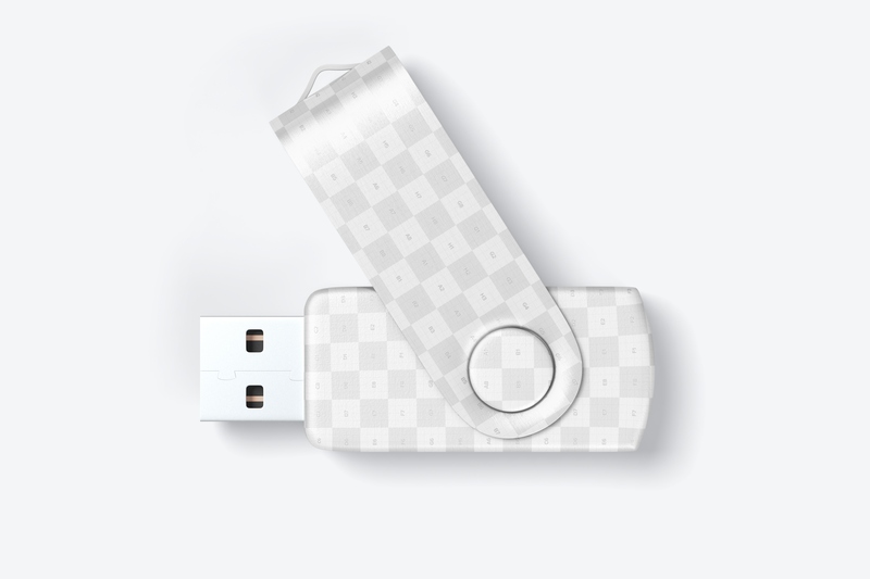 Mockup thẻ nhớ màu trắng tím USB PSD