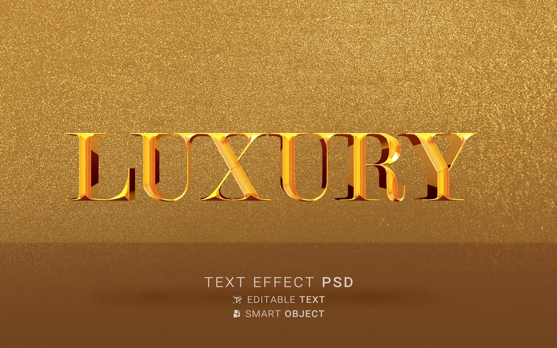 Hiệu ứng chữ 3D PSD cho PS màu vàng gold