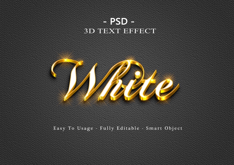 Hiệu ứng chữ 3D PSD màu vàng gold sang trong