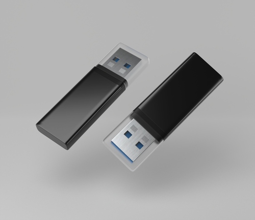 Mockup bộ đôi thẻ nhớ dữ liệu USB màu đen PSD