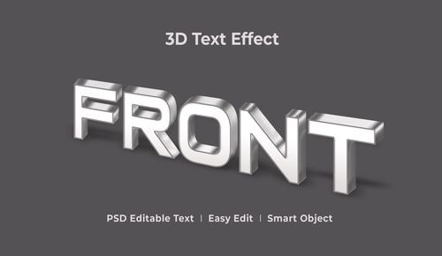 Hiệu ứng chữ 3D PSD màu trắng xám