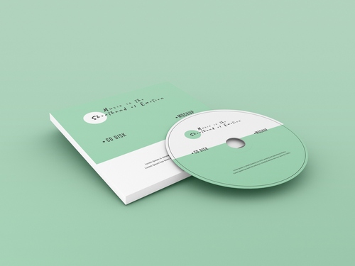 Mockup thiết kế bìa đĩa CD nền xanh lơ  PSD