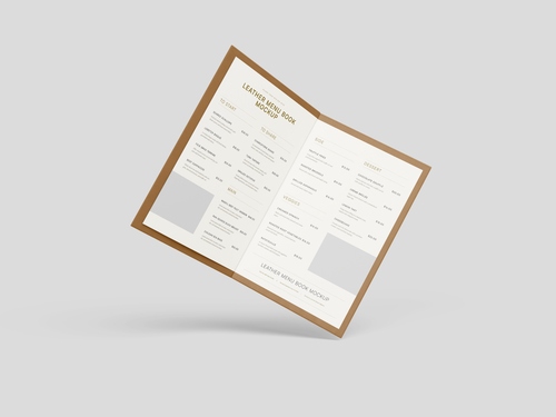 Mockup phối cảnh menu ngành thực phẩm đồ ăn file PSD