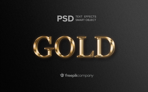 Hiệu ứng chữ 3D PSD màu vàng gold