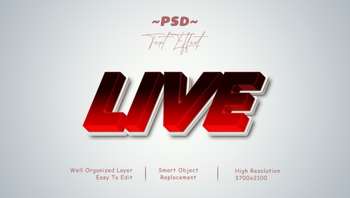 Hiệu ứng chữ 3D PSD màu đỏ cho Photoshop